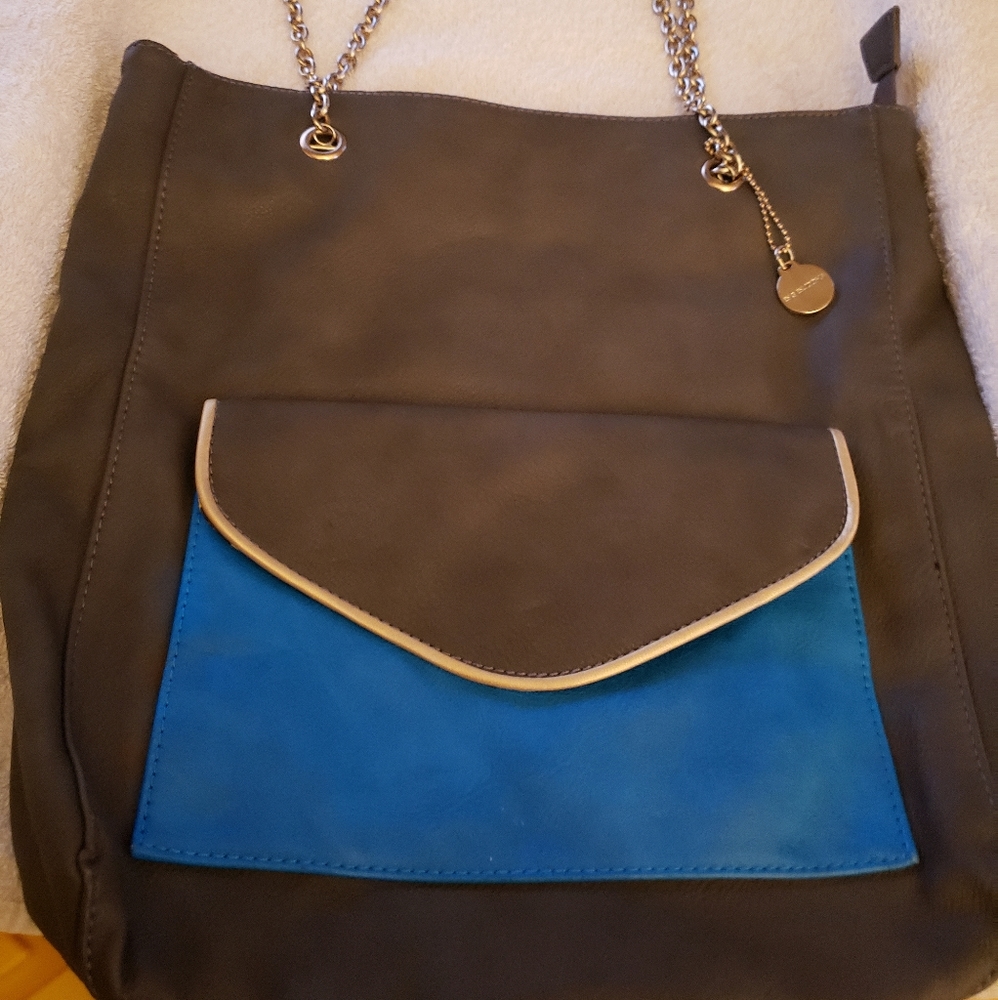 Charcoal Grey with blue  shoulder bag